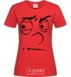 Women's T-shirt The smiley face suspicious red фото