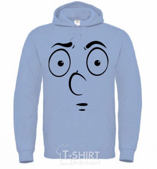 Men`s hoodie Smiley's embarrassed sky-blue фото