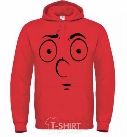 Men`s hoodie Smiley's embarrassed bright-red фото