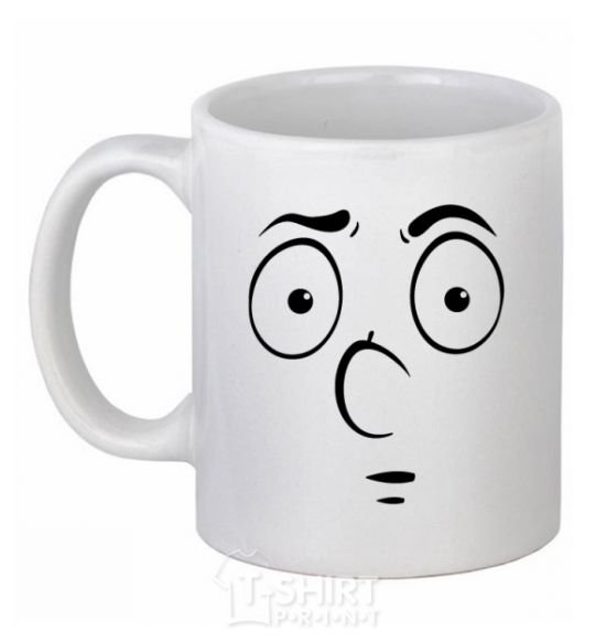Ceramic mug Smiley's embarrassed White фото