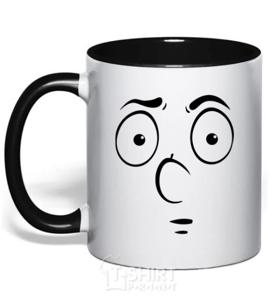 Mug with a colored handle Smiley's embarrassed black фото
