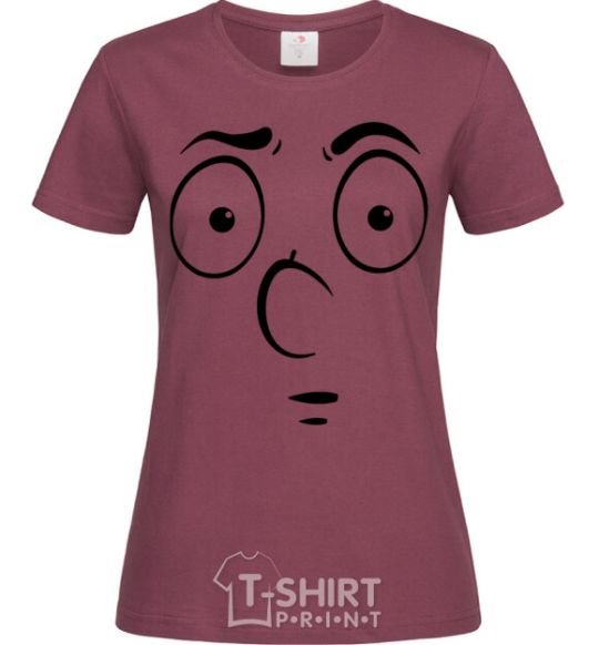 Women's T-shirt Smiley's embarrassed burgundy фото
