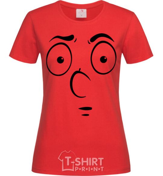 Women's T-shirt Smiley's embarrassed red фото