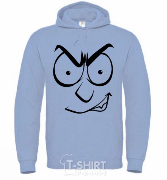 Men`s hoodie Smiley's angry sky-blue фото