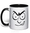 Mug with a colored handle Smiley's angry black фото