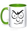 Mug with a colored handle Smiley's angry kelly-green фото