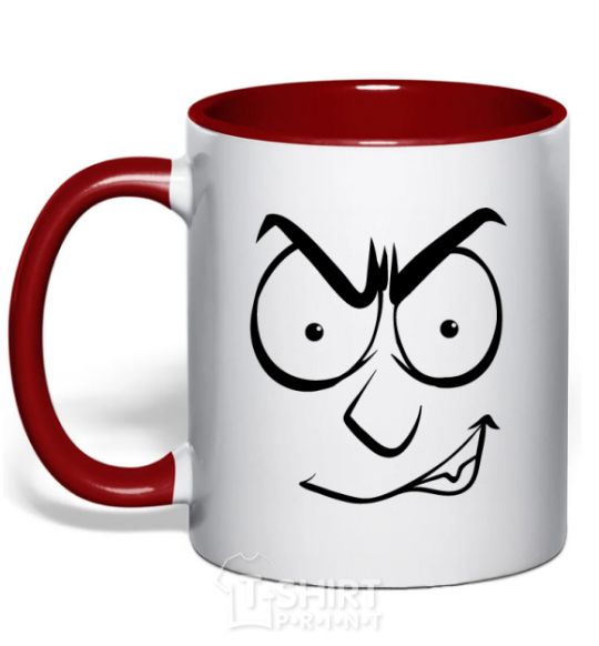Mug with a colored handle Smiley's angry red фото