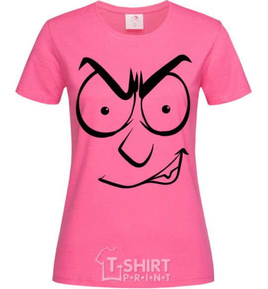 Женская футболка Смайл злой Ярко-розовый фото