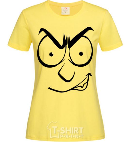 Женская футболка Смайл злой Лимонный фото