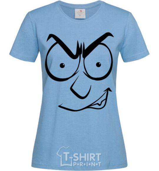 Женская футболка Смайл злой Голубой фото