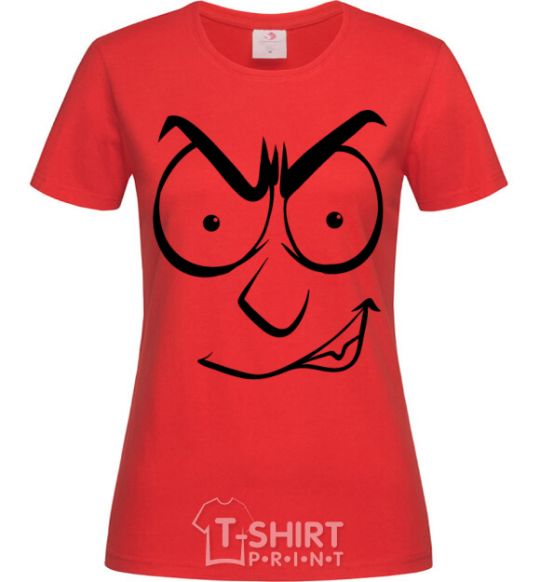 Women's T-shirt Smiley's angry red фото