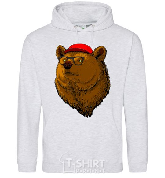 Мужская толстовка (худи) Swag bear Серый меланж фото