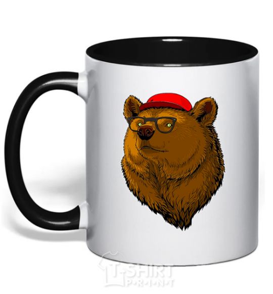 Mug with a colored handle Swag bear black фото
