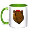 Mug with a colored handle Swag bear kelly-green фото