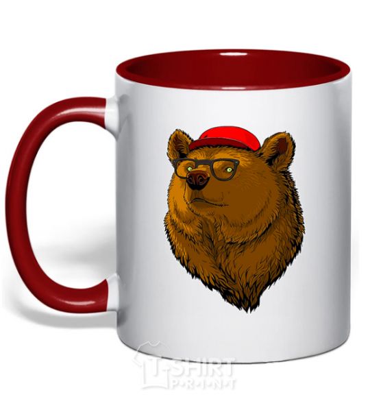 Mug with a colored handle Swag bear red фото