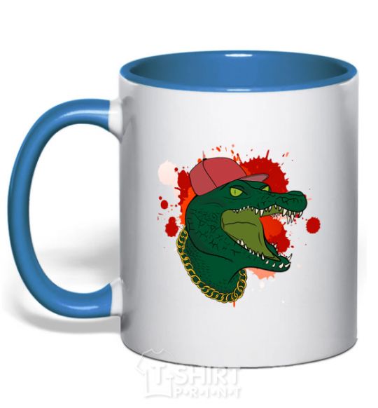Чашка с цветной ручкой Crocodile swag Ярко-синий фото