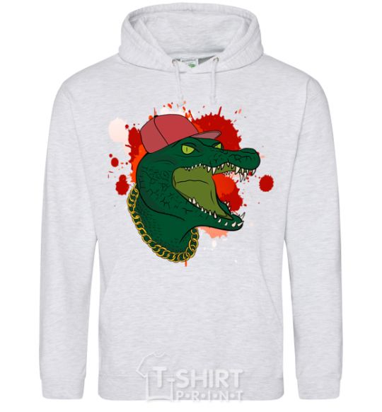 Мужская толстовка (худи) Crocodile swag Серый меланж фото