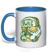 Mug with a colored handle Swag face royal-blue фото