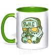 Mug with a colored handle Swag face kelly-green фото