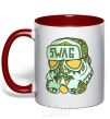 Mug with a colored handle Swag face red фото