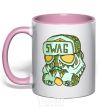 Mug with a colored handle Swag face light-pink фото