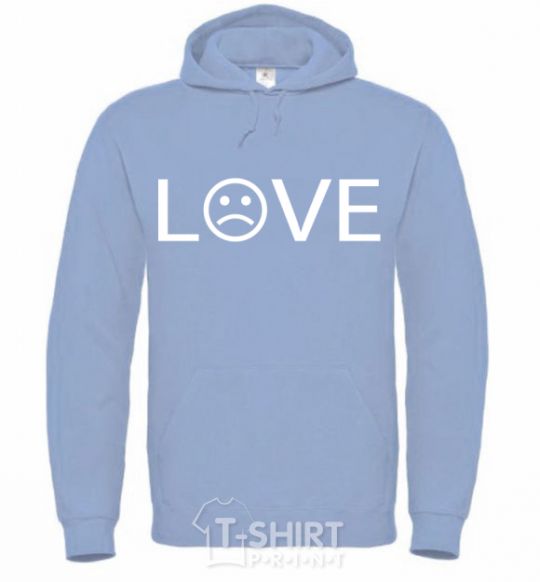 Men`s hoodie Love sad sky-blue фото