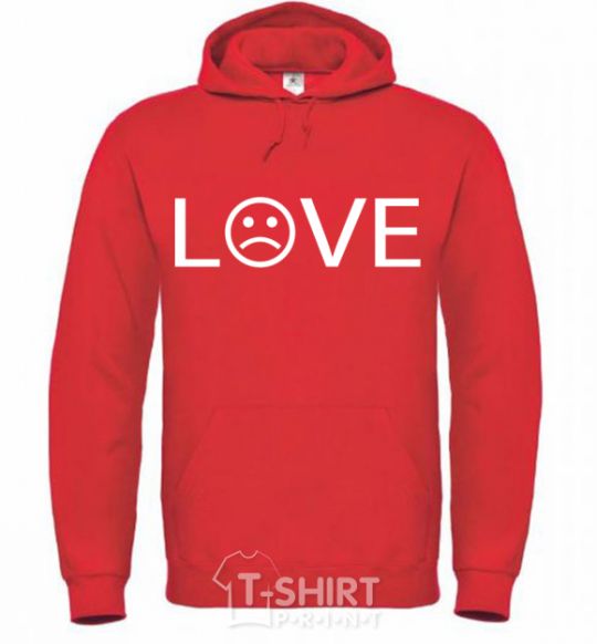 Men`s hoodie Love sad bright-red фото