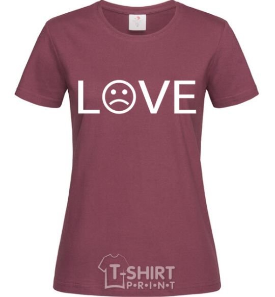 Women's T-shirt Love sad burgundy фото