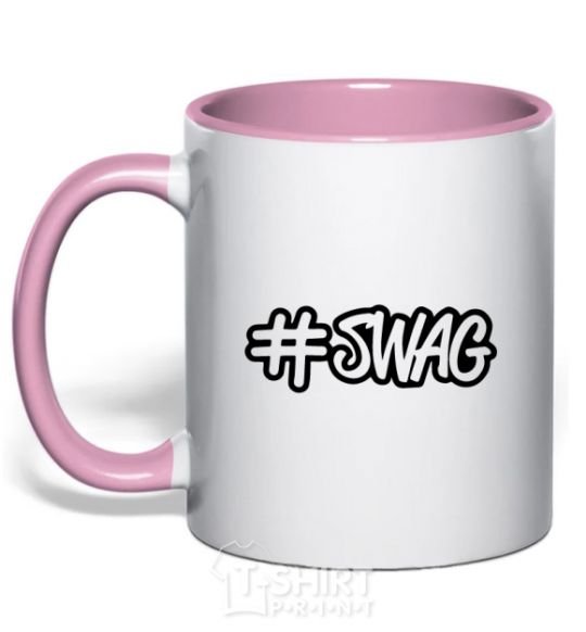 Mug with a colored handle Swag line light-pink фото