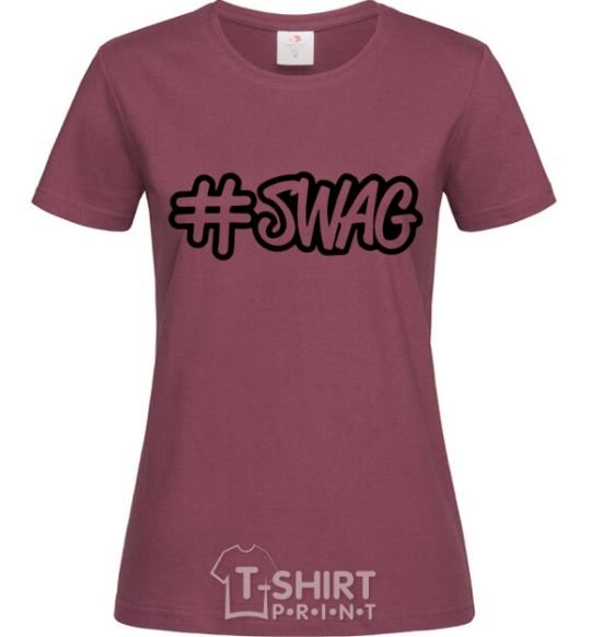 Women's T-shirt Swag line burgundy фото