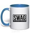 Mug with a colored handle Still without a girlfriend royal-blue фото