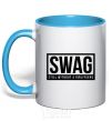Mug with a colored handle Still without a girlfriend sky-blue фото
