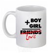 Ceramic mug Boy plus girl love White фото