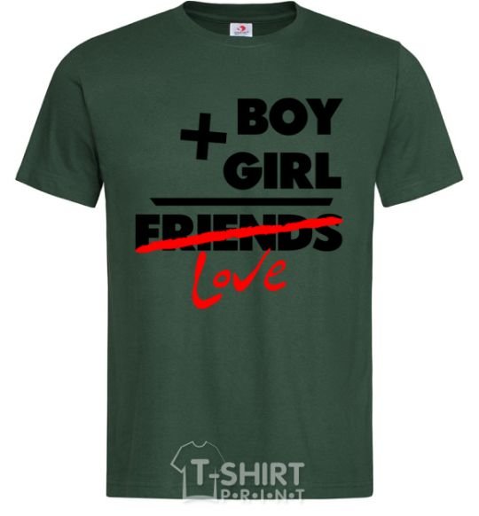 Men's T-Shirt Boy plus girl love bottle-green фото
