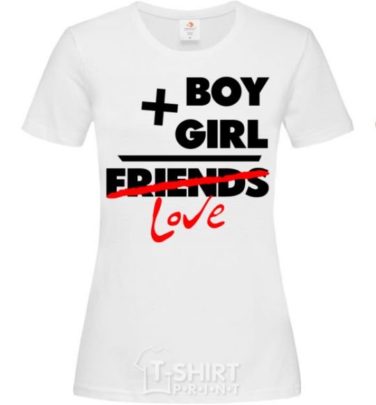 Женская футболка Boy plus girl love Белый фото