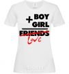 Women's T-shirt Boy plus girl love White фото