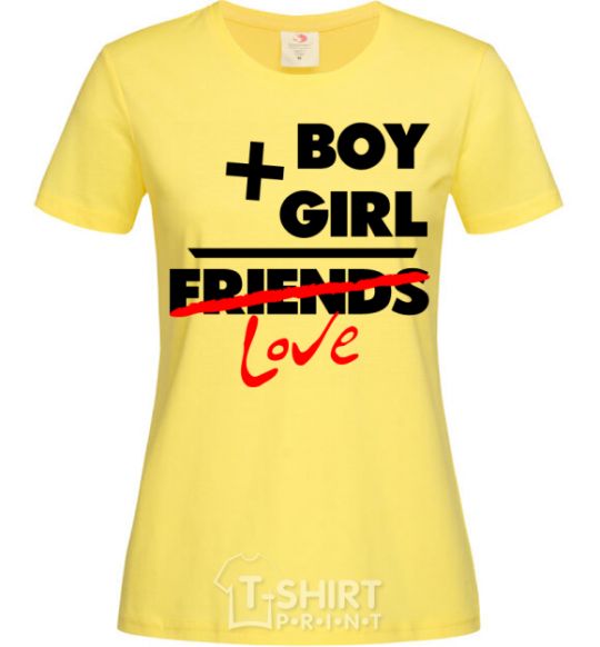 Женская футболка Boy plus girl love Лимонный фото
