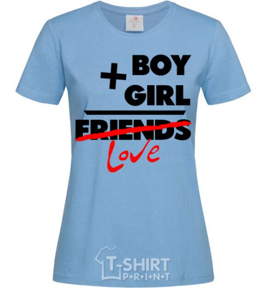 Women's T-shirt Boy plus girl love sky-blue фото