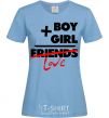 Women's T-shirt Boy plus girl love sky-blue фото