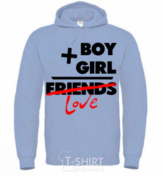 Men`s hoodie Boy plus girl love sky-blue фото