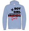 Men`s hoodie Boy plus girl love sky-blue фото