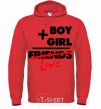 Men`s hoodie Boy plus girl love bright-red фото