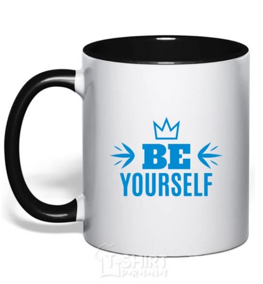 Mug with a colored handle Be yourself black фото