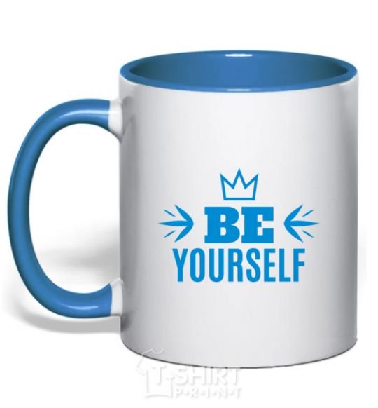 Mug with a colored handle Be yourself royal-blue фото