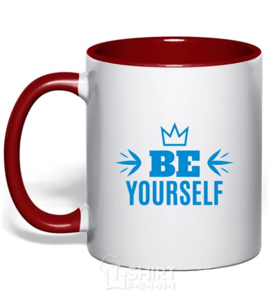 Mug with a colored handle Be yourself red фото