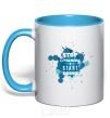 Mug with a colored handle Stop dreaming start doing sky-blue фото