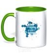 Mug with a colored handle Stop dreaming start doing kelly-green фото
