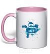Mug with a colored handle Stop dreaming start doing light-pink фото