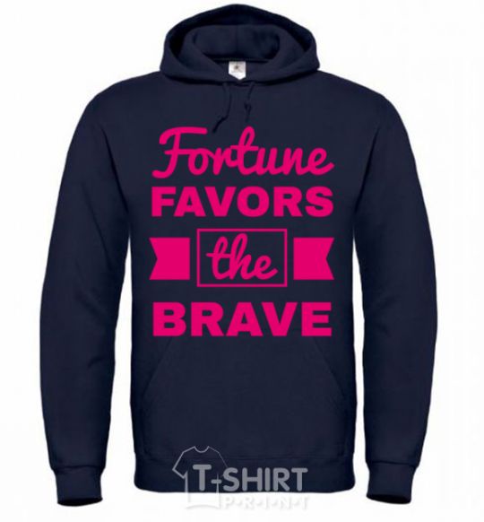 Men`s hoodie Fortune favors the brave navy-blue фото