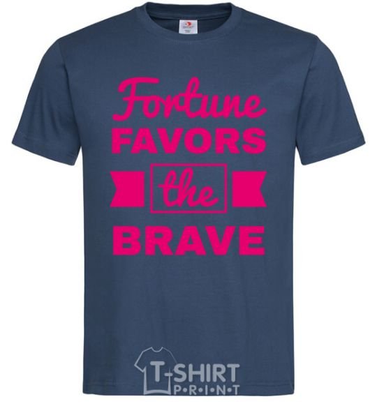 Men's T-Shirt Fortune favors the brave navy-blue фото